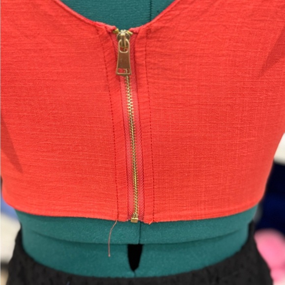 Red Crop Halter Corset Top 100% cotton Size M - Picture 5 of 9